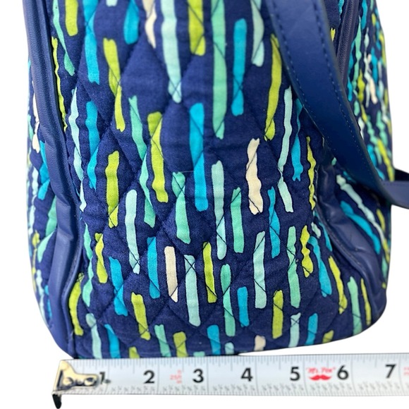 Retired Vera Bradley Rain Forest Tote Trapeze Shoulder Strap Blue L Preppy Boho - Picture 11 of 12